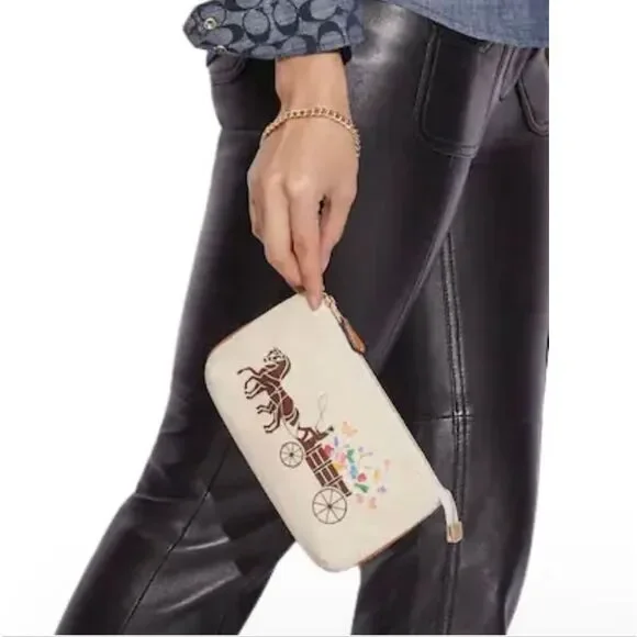 Coach Dreamy Veggie Horse and Carriage large zip wristlet - Picture 6 of 7